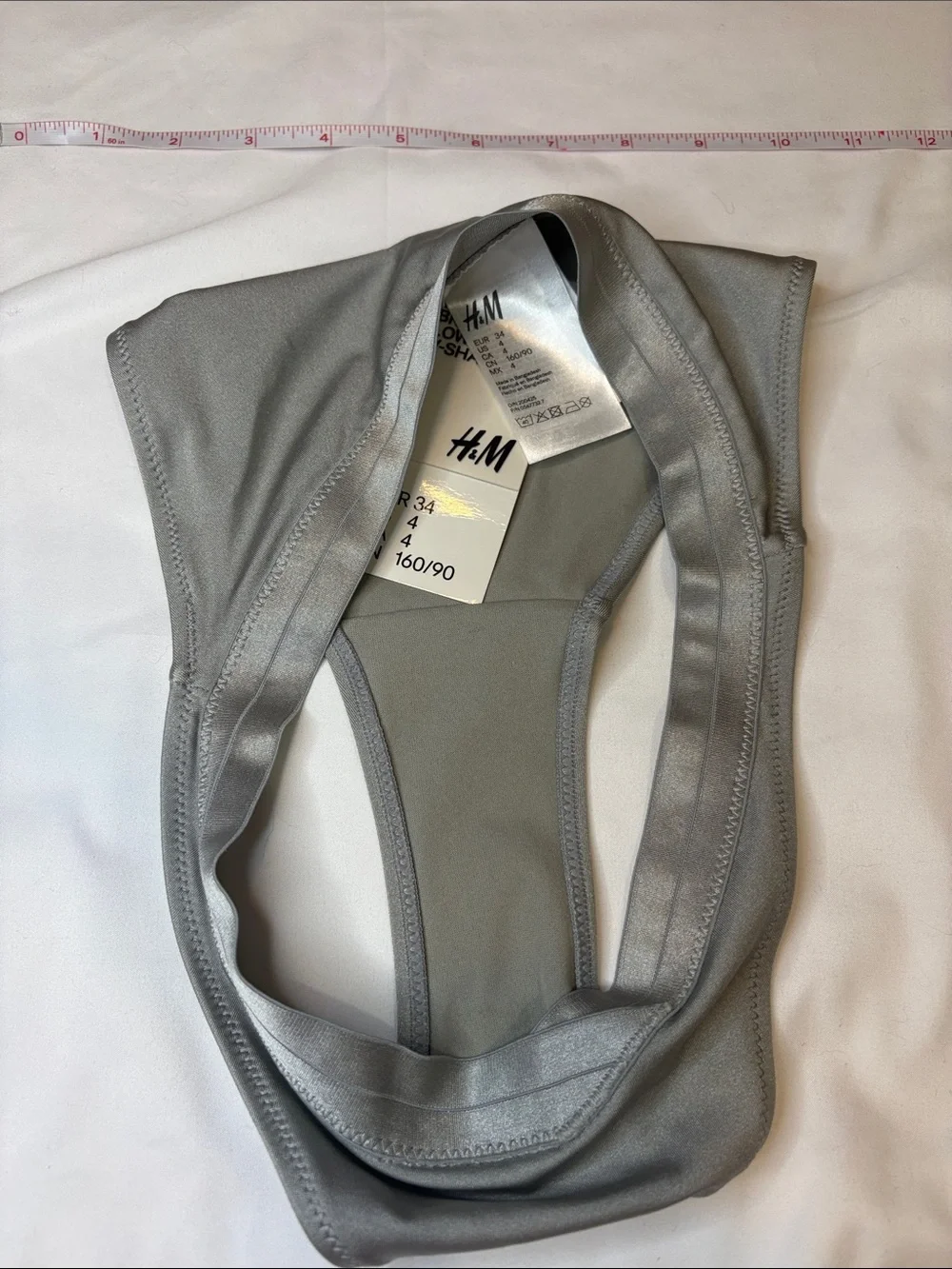 H&M New NWT Metallic Silver Shimmer Crossover Elastic Waistband Bikini Bottoms 4